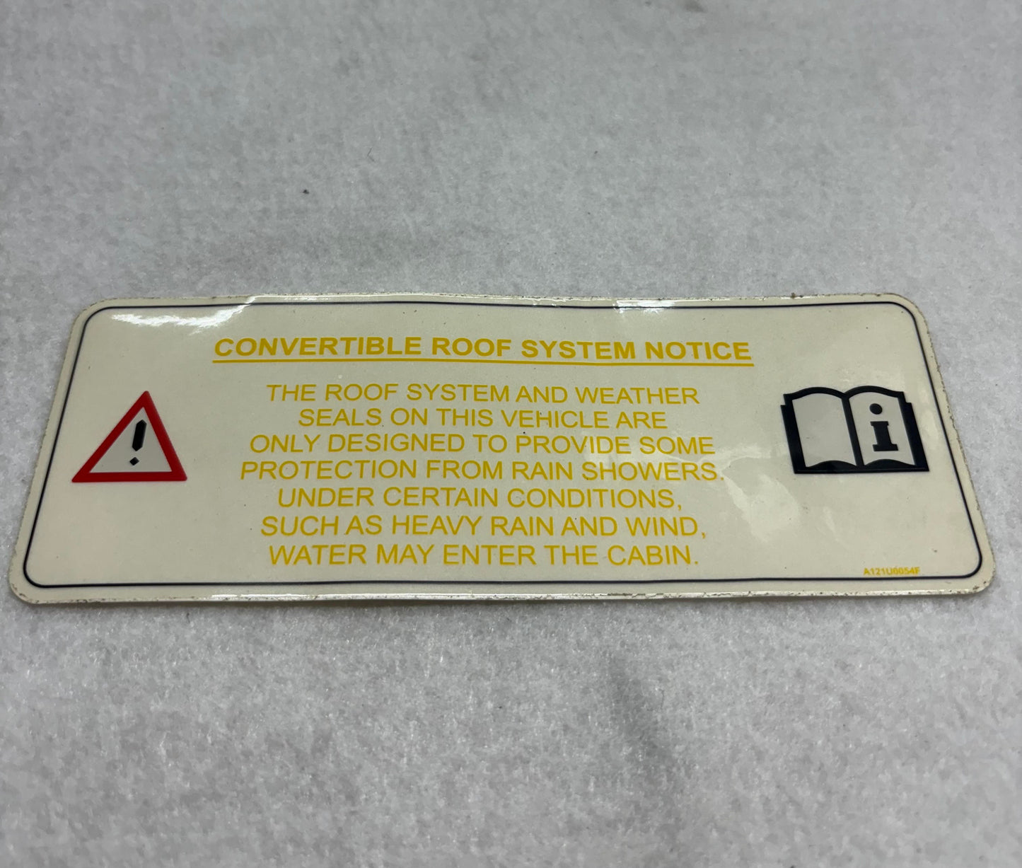 A121U0054F Water Ingress Warning